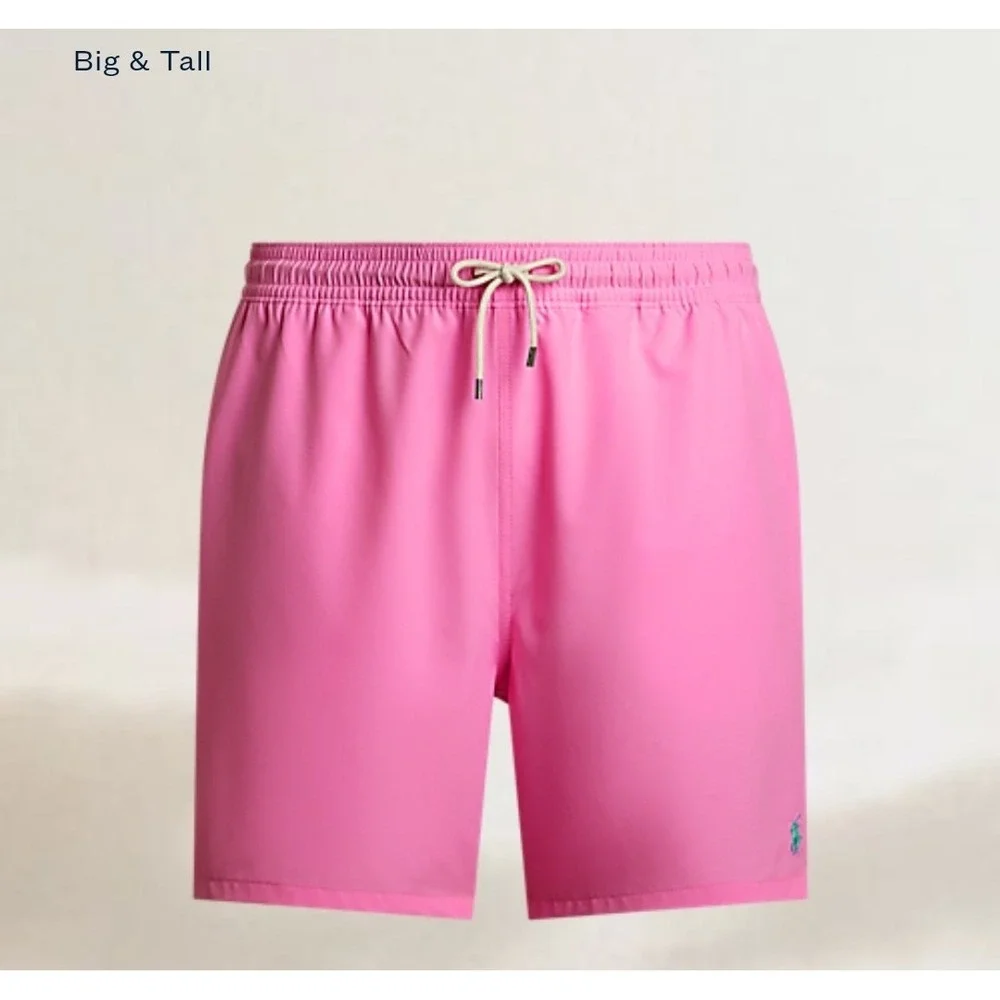 Polo Ralph Lauren Pink Traveler Stretch Swim Trunks Board Shorts Men's Size 3XLT